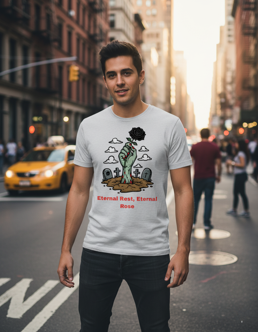 Gothic Black Rose Zombie Hand Shirt