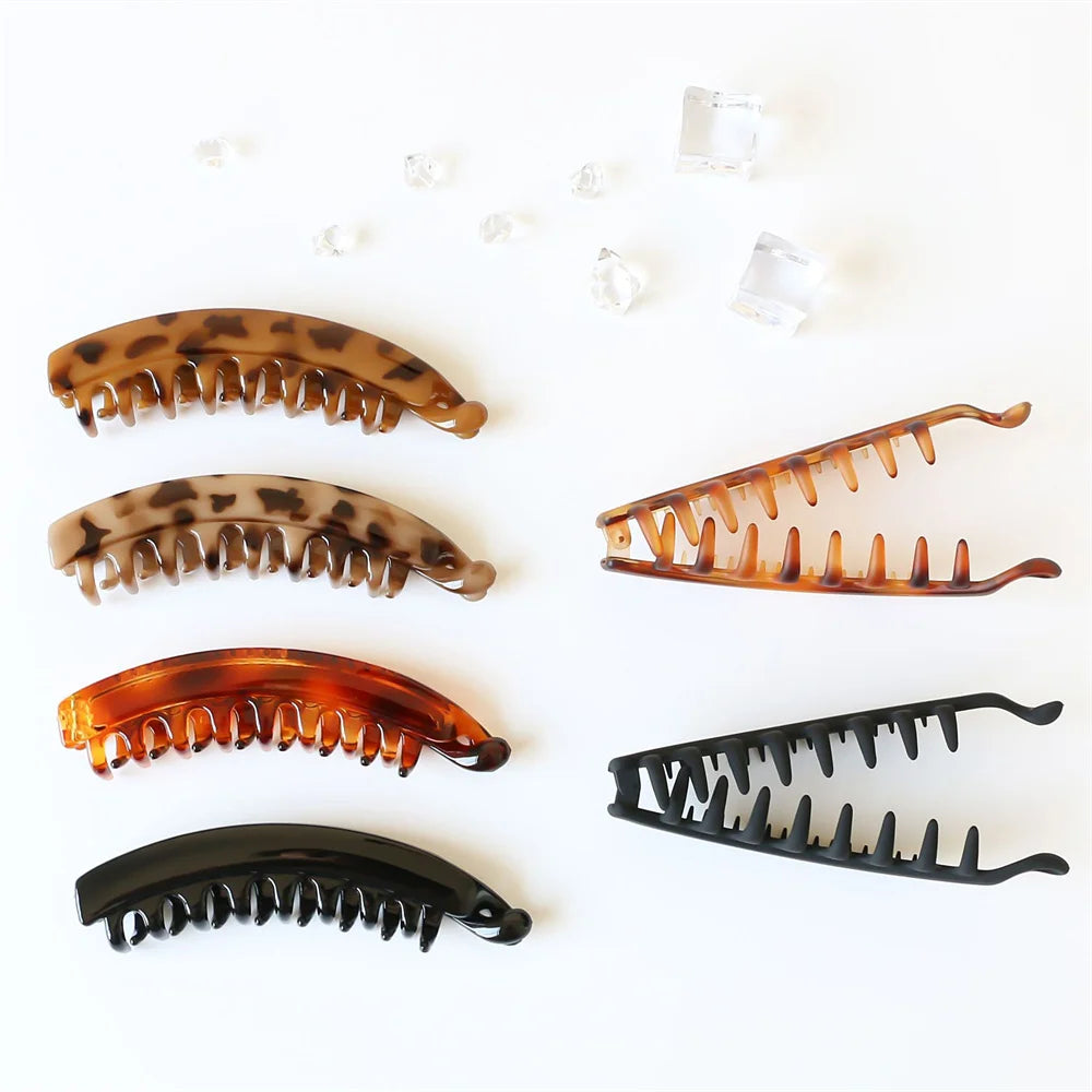 Frosted Solid Color Banana Hair Clips โ Fashion Ponytail Barrettes & Hair Claws for Women